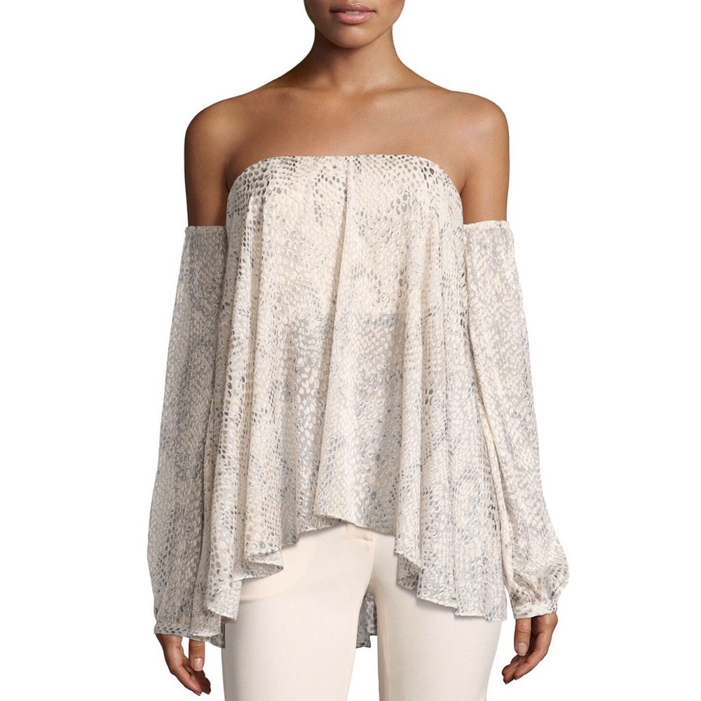 Haute Hippie Cream Off-Shoulder Blouse